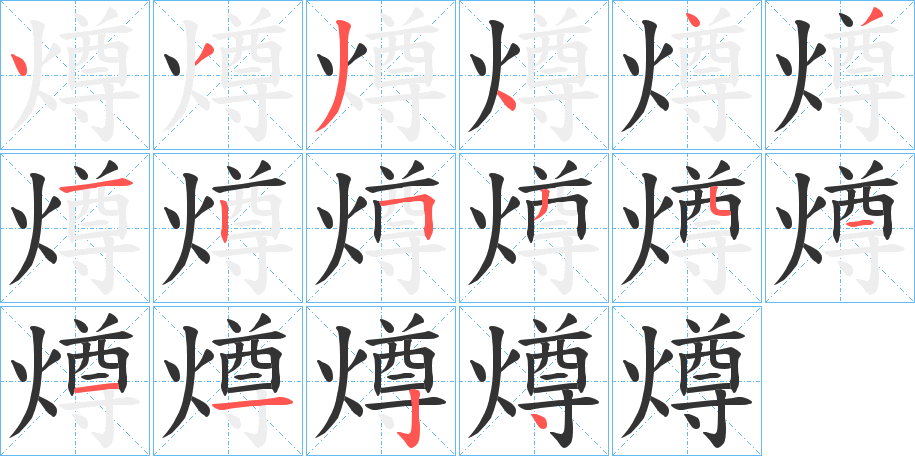 燇字的筆順?lè)植窖菔?></p>
<script src=
