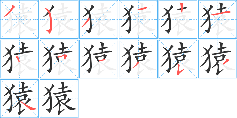 猿字的筆順?lè)植窖菔?></p>
<script src=