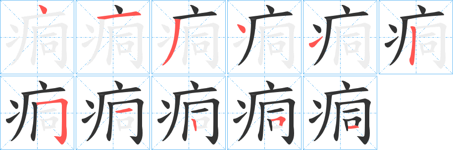 痌字的筆順?lè)植窖菔?></p>
<script src=