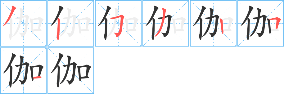 伽字的筆順?lè)植窖菔?></p>
<script src=