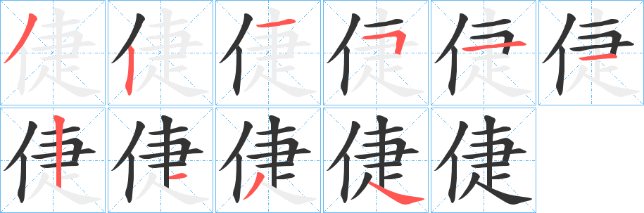 倢字的筆順?lè)植窖菔?></p>
<script src=