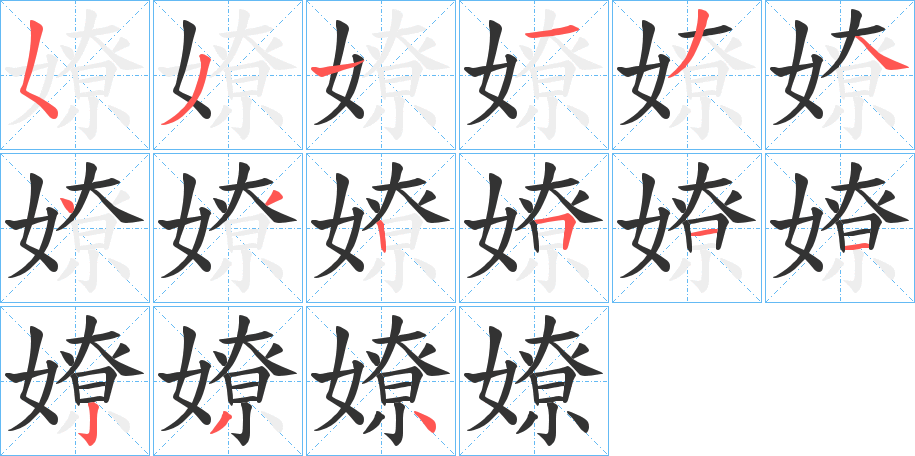 嫽字的筆順?lè)植窖菔?></p>
<script src=