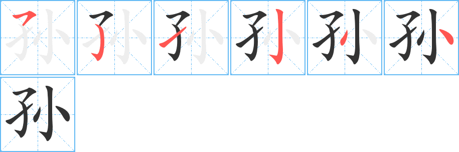 孫字的筆順?lè)植窖菔?></p>
<script src=