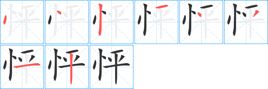 怦字的筆順?lè)植窖菔?></p>
<script src=