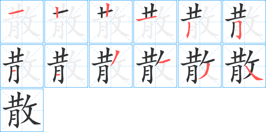 散字的筆順?lè)植窖菔?></p>
<script src=