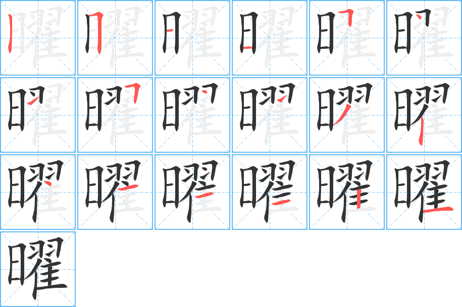 曜字的筆順?lè)植窖菔?></p>
<script src=