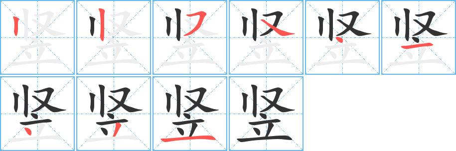 豎字的筆順?lè)植窖菔?></p>
<script src=