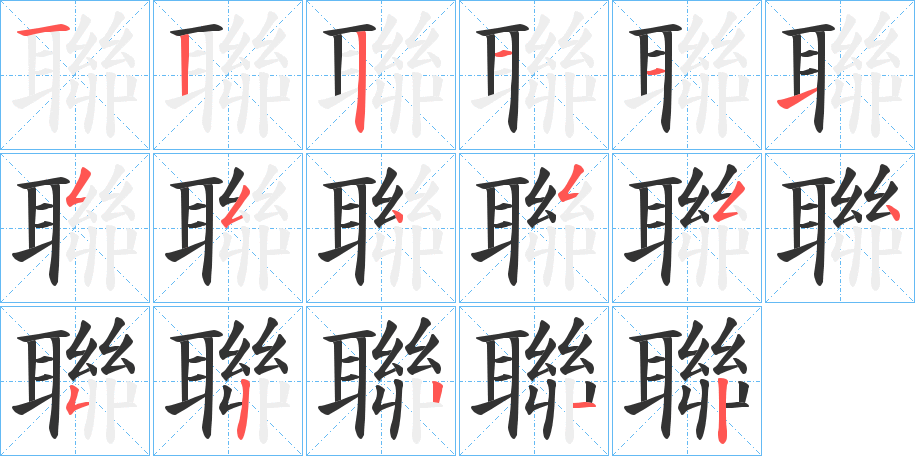 聯(lián)字的筆順?lè)植窖菔?></p>
<script src=