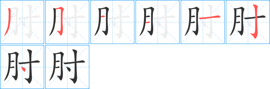 肘字的筆順?lè)植窖菔?></p>
<script src=