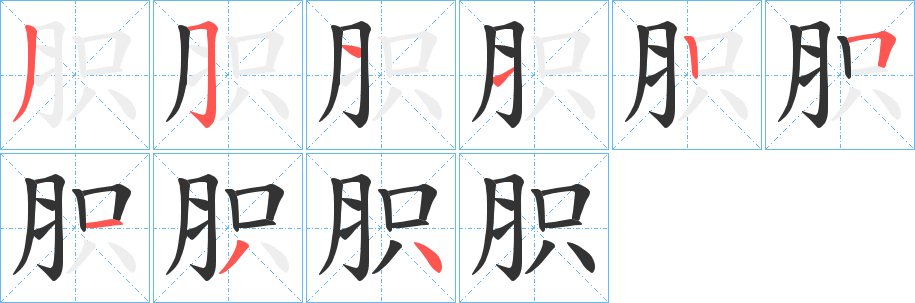 胑字的筆順?lè)植窖菔?></p>
<script src=
