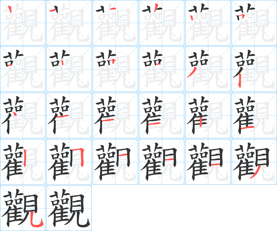 觀字的筆順?lè)植窖菔?></p>
<script src=