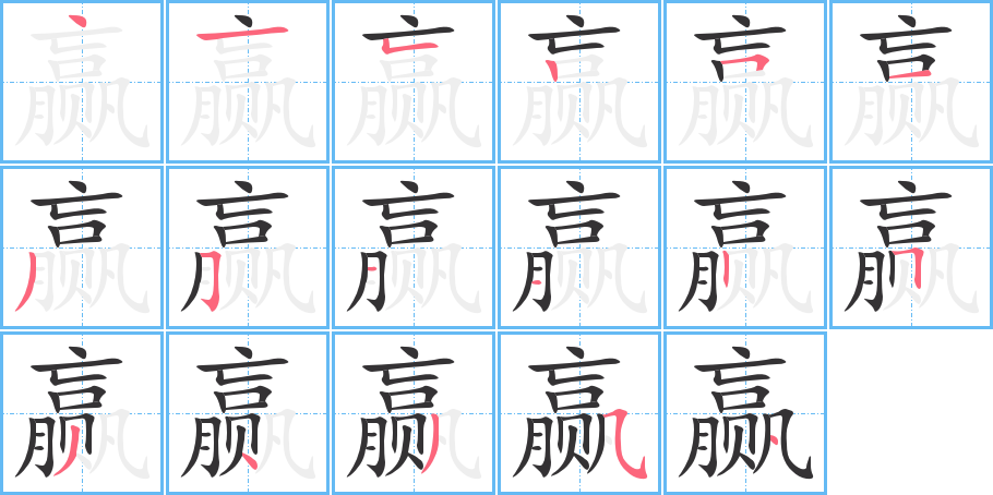 贏字的筆順分步演示