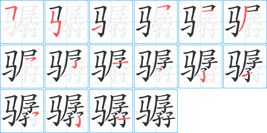 驏字的筆順?lè)植窖菔?></p>
<script src=